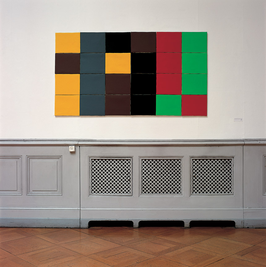 ...de l’ordre alphabétique des couleurs (espagnol, français, italien, portugais), 1992 – acrylique sur toile / acrylic on canvas – 90 x 164 cm.